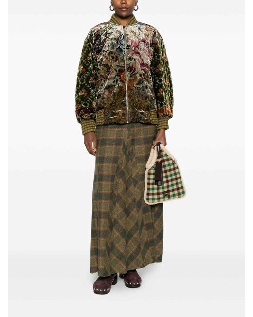 Pierre Louis Mascia Green Printed Silk Blend Bomber Jacket