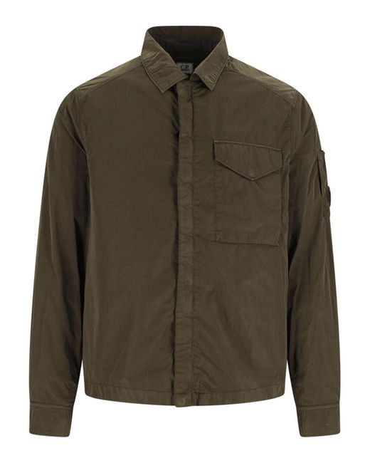 C P Company Green Logo Shirt Jacket for men