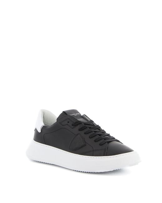 Philippe Model Black Temple Smooth Leather Sneakers for men