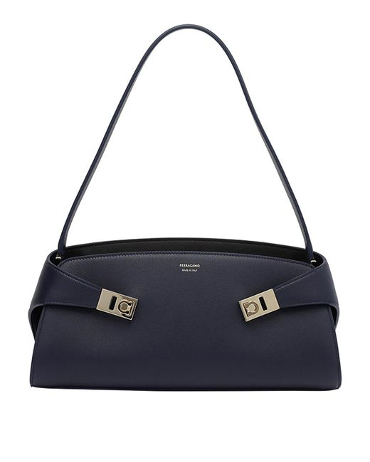 Ferragamo Blue Small East-West Hug Shoulder Bag