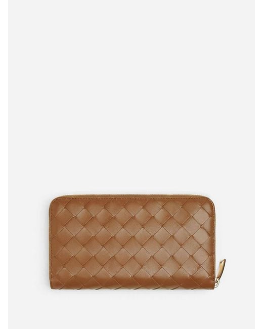 Bottega Veneta Brown Large Woven Wallet With Zip