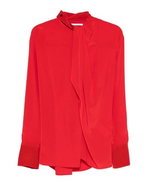 Victoria Beckham Red Drape Detail Blouse