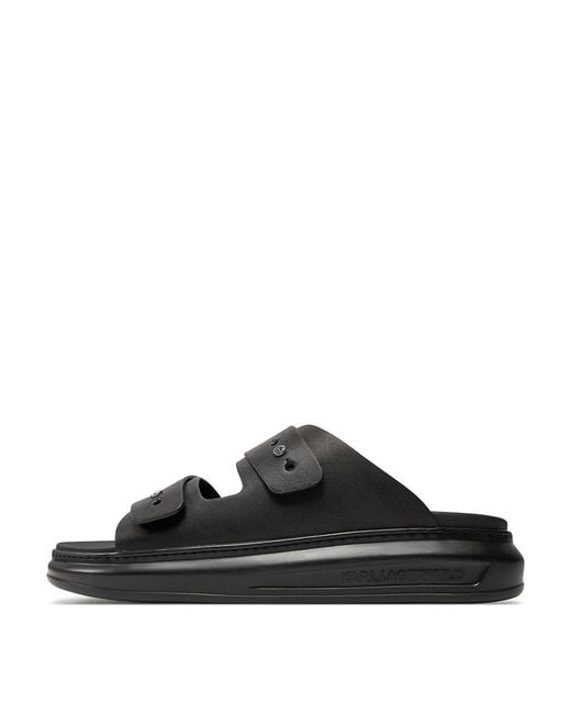Karl Lagerfeld Black Dual Strap Leather Sandal for men