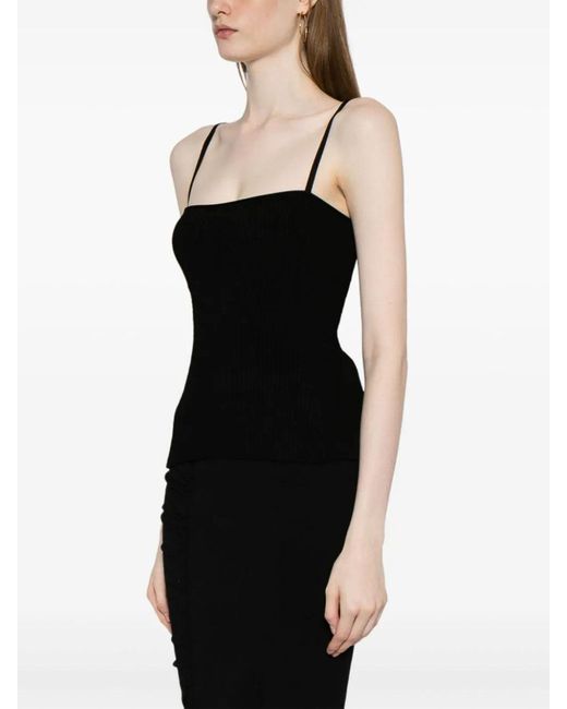 Jacquemus Black 'Le Haut Sierra' Ribbed Top With Logo Detail
