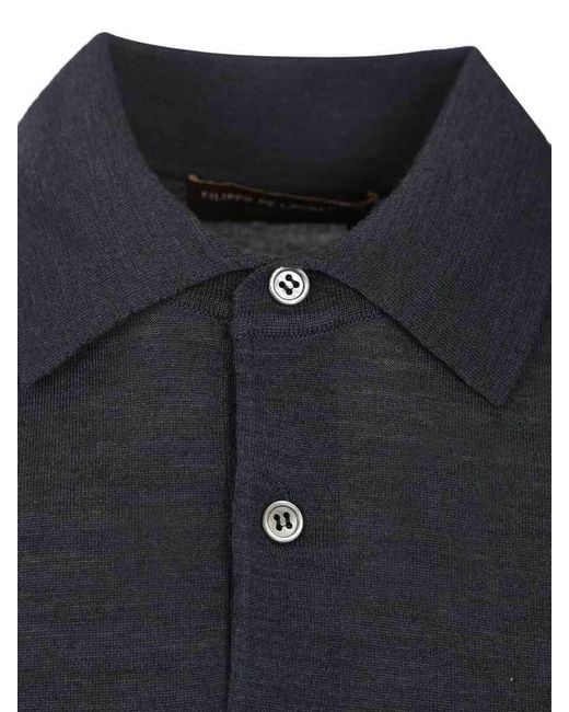 FILIPPO DE LAURENTIIS Blue Wool Polo Shirt for men