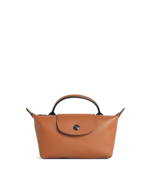 Longchamp White Xs Le Pliage Xtra Cashew Leather Clutch Bag