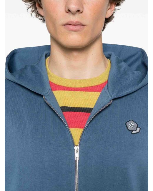 KENZO Blue Pop Crest Cotton Hoodie for men