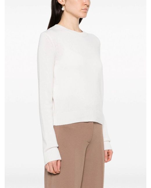 Lisa Yang White Mable Cashmere Crewneck Sweater