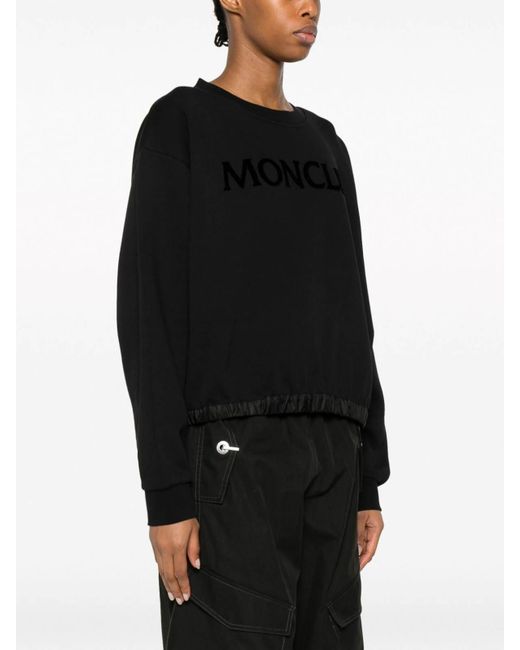 Moncler Black Logo-print Crew-neck Sweatshirt