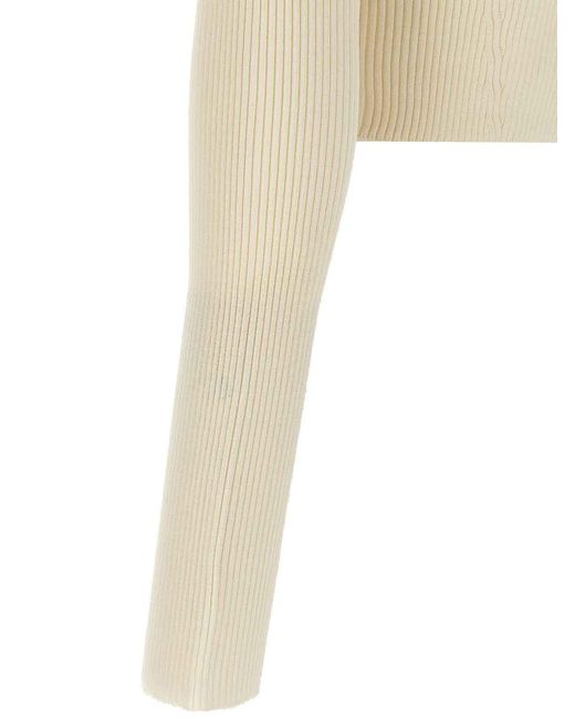 Jil Sander White Ribbed Cardigan