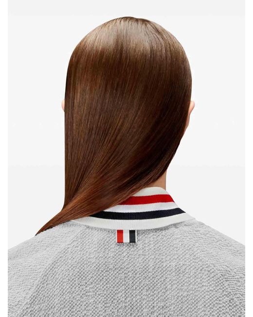 Thom Browne Gray Zip-Up Bomber Jacket