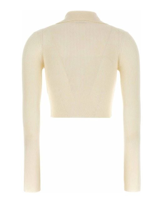 Jil Sander White Ribbed Cardigan