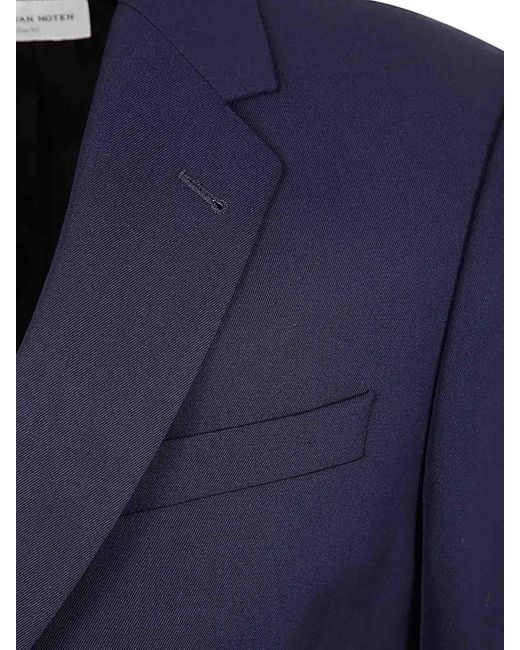 Dries Van Noten Blue Casual Wool Outerwear Jacket for men