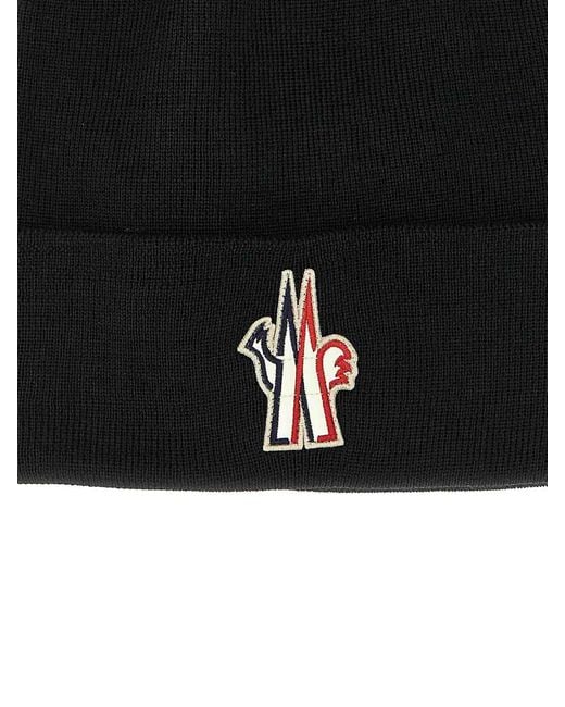 Moncler Black Logo Patch Beanie for men