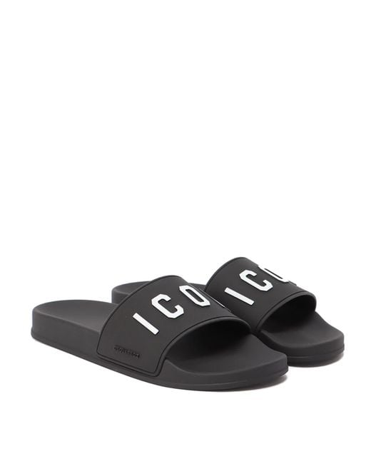 DSquared² Black Flip Flops for men