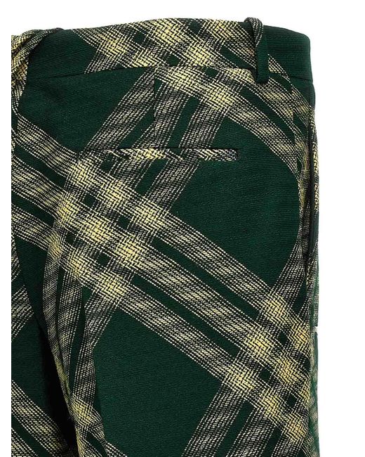 Burberry Green Check Wool Pants for men