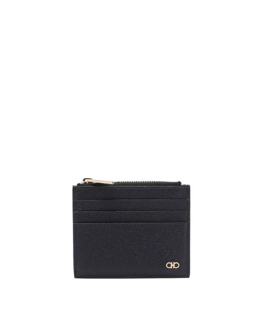 Ferragamo Men's Blue Micro Gancini Cards Holder