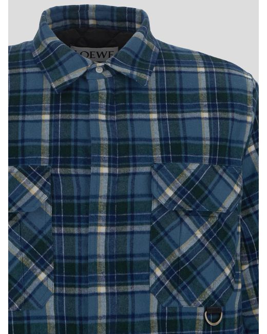 Loewe Blue Puffer Checkered Shirt for men
