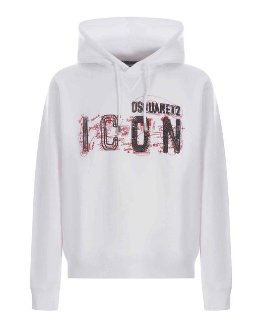 DSquared² White Cotton Hoodie for men