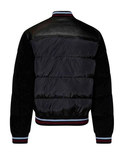 DSquared² Black Bomber Mixed Puffer Down Jacket for men