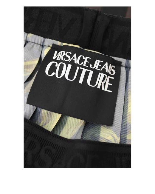 Versace Jeans Black Printed Plisse Twill Skirt