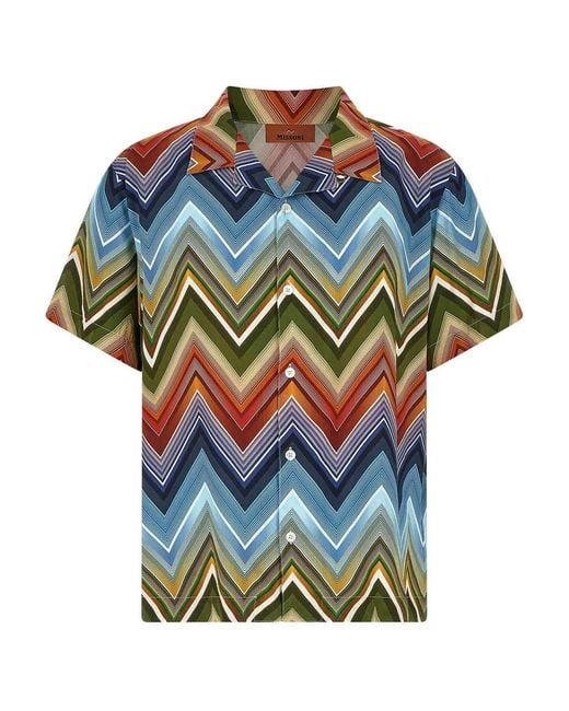 Missoni Blue Macro Zigzag Shirt for men