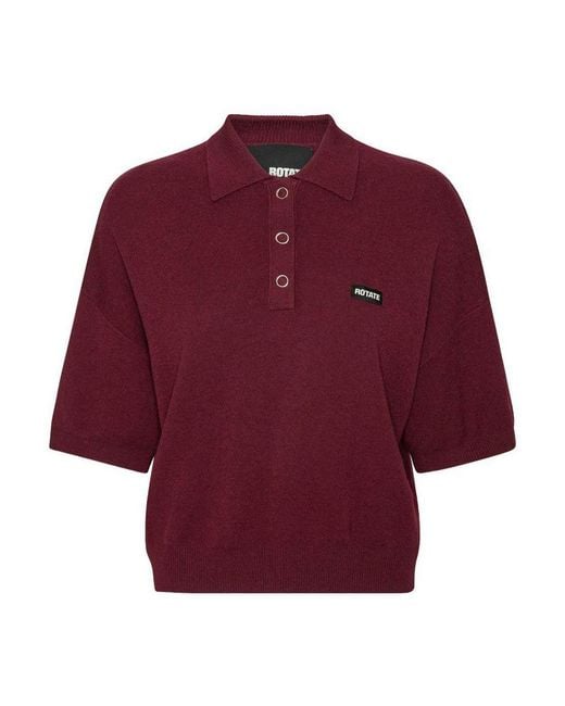 ROTATE BIRGER CHRISTENSEN Red Burgundy Polo Shirt With Logo Patch