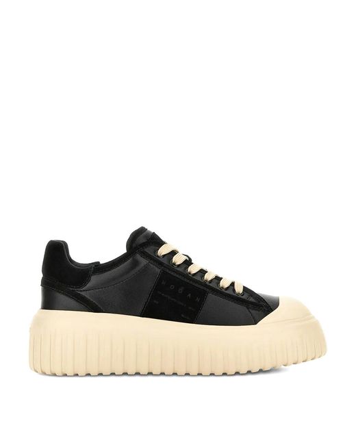 Hogan Black H-Stripes Nappa Leather And Suede Sneakers