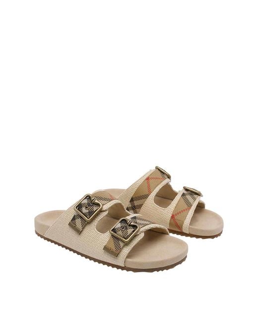 Burberry White Urchin Rafia Sandals