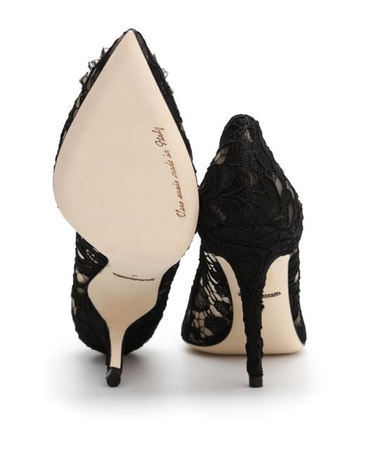 Dolce & Gabbana Black Lace Pumps With Brooch Detailing