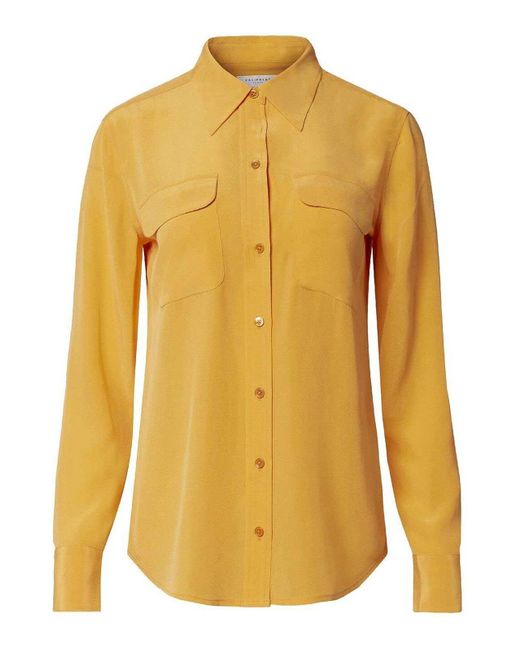 Equipment Yellow Slim Fit Silk Shirt