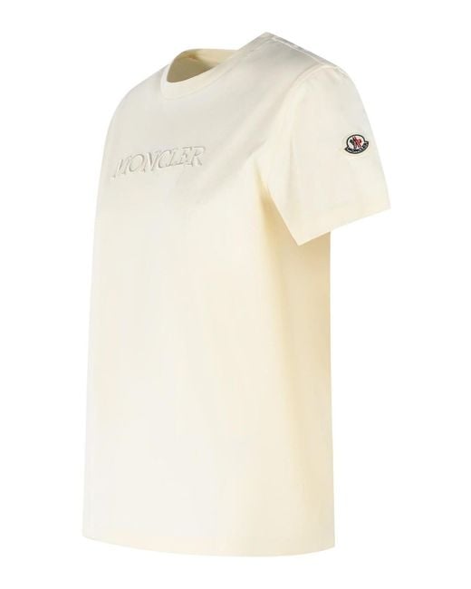 Moncler White Ivory Cotton T-Shirt