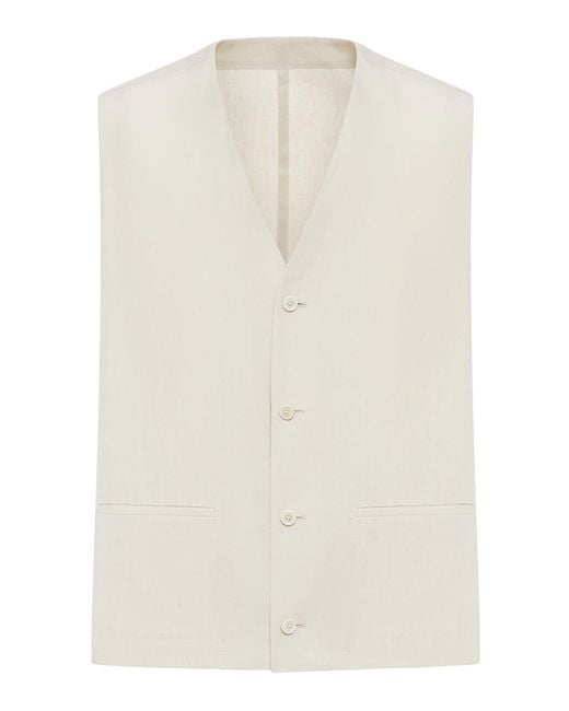 Lardini White Tailored Linen And Cotton Blend Vest for men