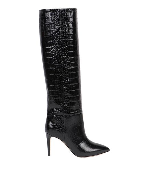 Paris Texas Black Embossed Croco Boots