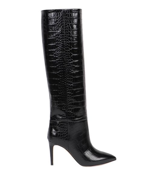 Paris Texas Black Embossed Croco Boots