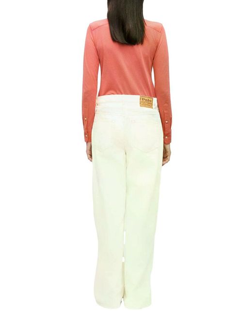Ralph Lauren White Woven-Wide Leg-Pants-3X1 Rigid