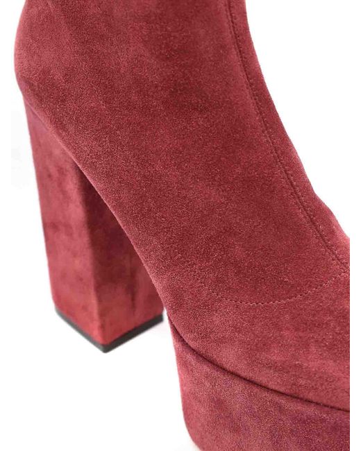 Paris Texas Red Suede Ankle Boots