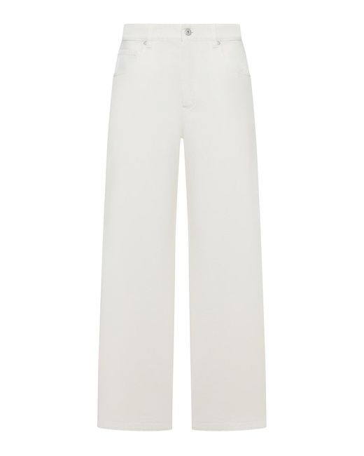 Brunello Cucinelli White Wide Leg Cotton Trousers