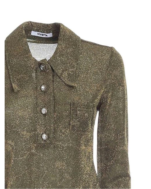 Vivetta Green Lurex Polo Shirt