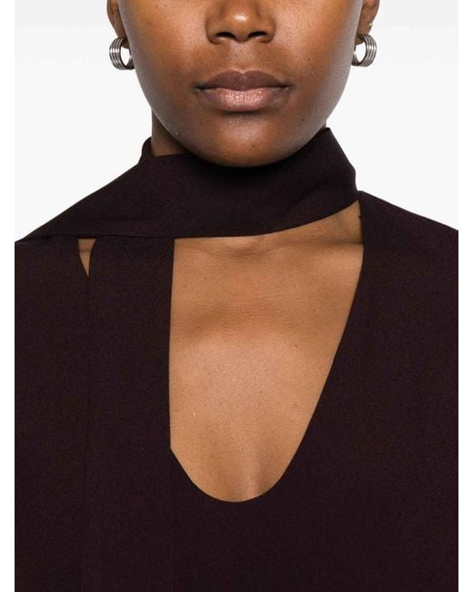Raquel Diniz Black Bordeaux-Enhanced Blouse With Versatile Nektie Detail
