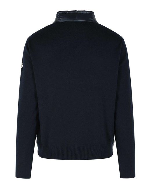 Moncler Blue Padded Virgin Wool Crdigan With Zip for men