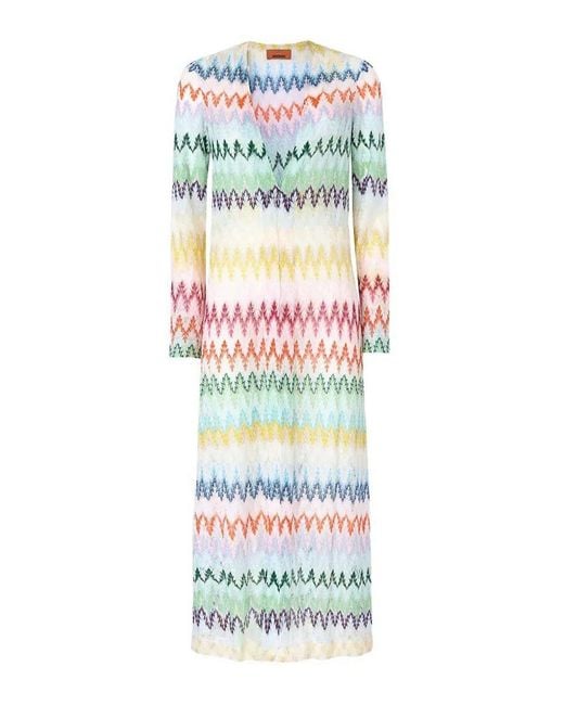 Missoni White Long Zig Zag Lace Cardigan