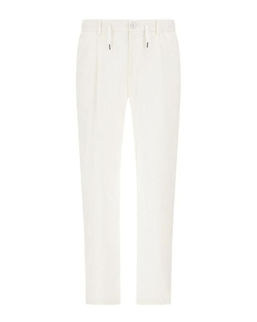 Herno White Waterproof Stretch Cotton Trousers for men