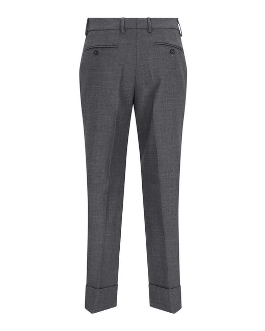 Incotex Gray Straight Wool Trousers