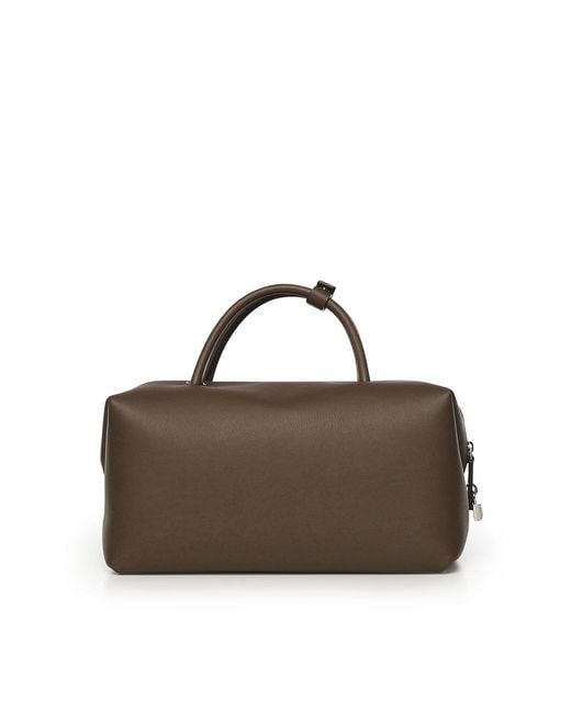 Max Mara Brown Large Leather Satchel Bag With Pockets