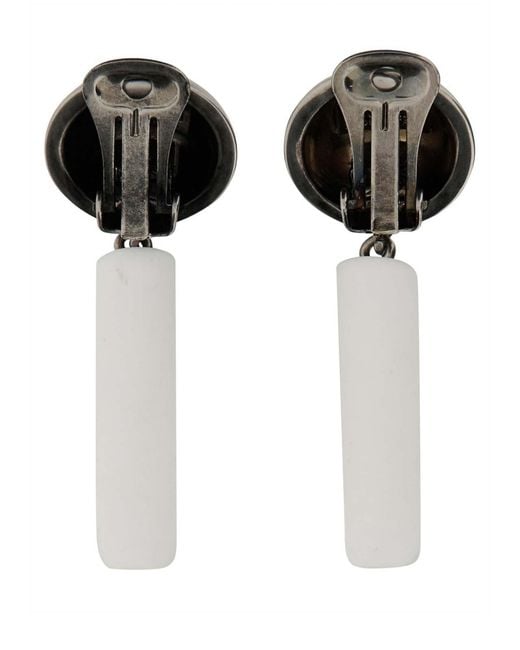 Moschino White Logo Earrings