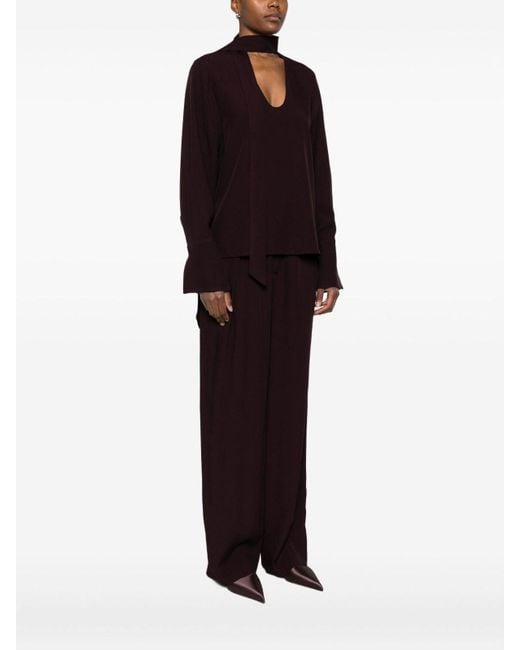 Raquel Diniz Black Bordeaux-Enhanced Blouse With Versatile Nektie Detail