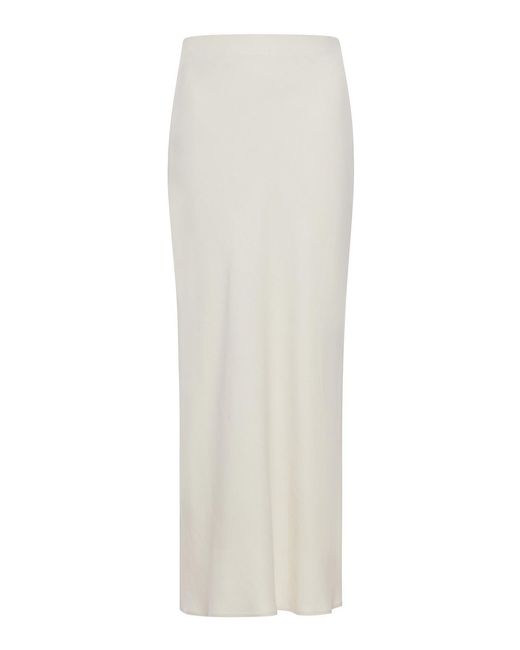 Brunello Cucinelli White Fluid Bias-Cut Skirt