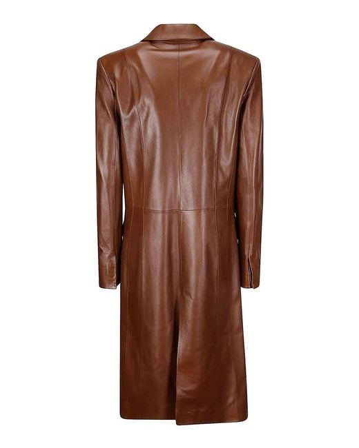 Desa Nineteenseventytwo Brown Leather Redingote Coat