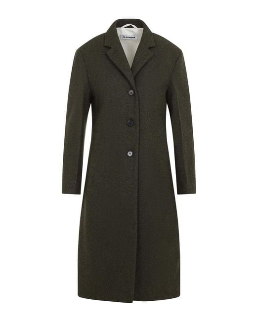 Jil Sander Black Slim Straight Knee-Lenght Coat